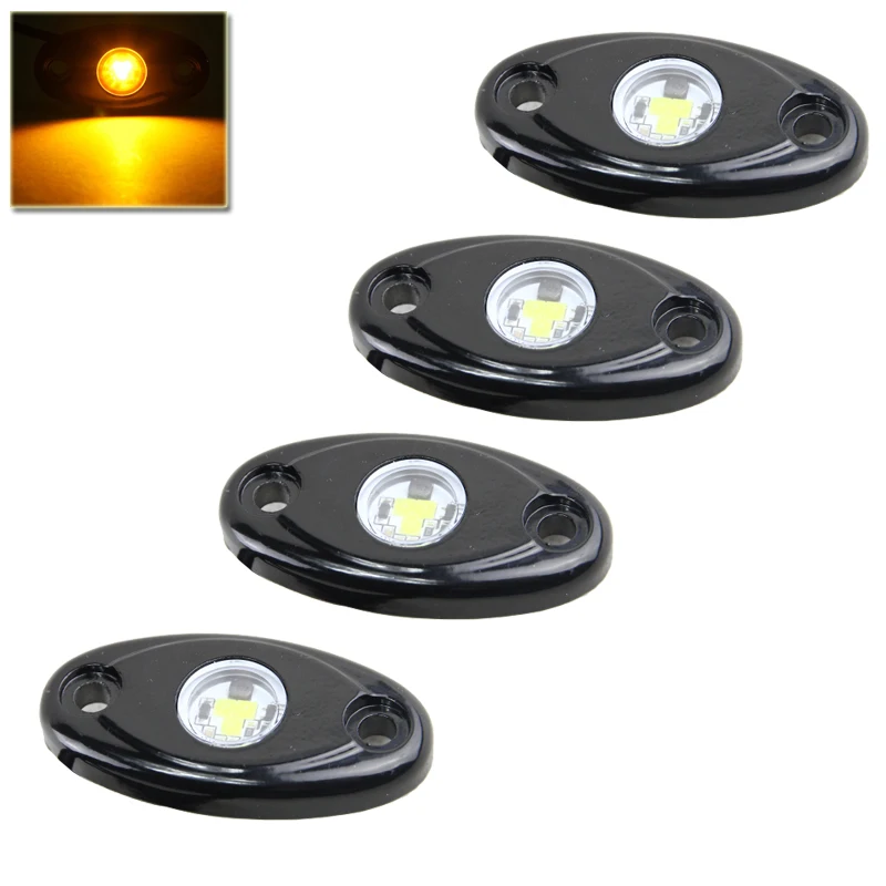 

4x Yellow Cree Chips 9W Led Rock Light Universal Fit For Jeep Off-road Under Wheel Rig Lights Waterproof Yellow Led Light