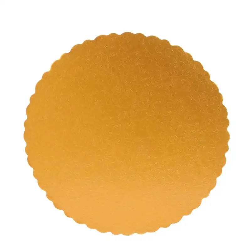 3pcs 12 inches Golden Cake Boards Corrugated Embossed Disposable Cake Circles Serving Base Cake Tray for Decorating Transforming