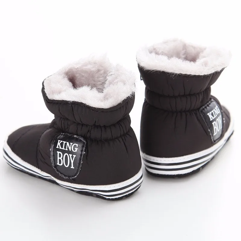 Зимние новые детские зимние ботинки для мальчика, теплые хлопковые Плюшевые Ботинки темно-синего цвета для младенцев, обувь для малышей, мягкая удобная зимняя обувь