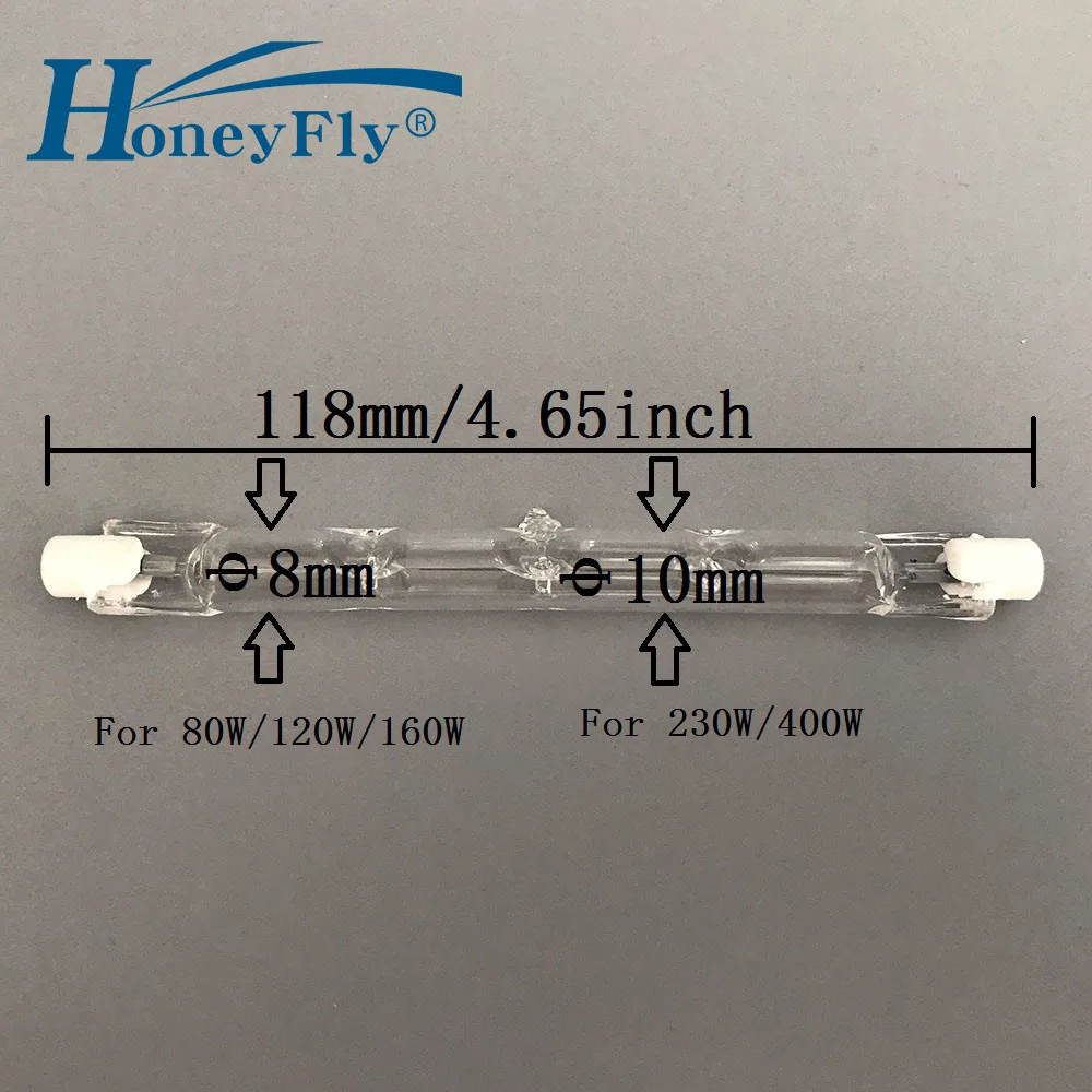 HoneyFly 3 шт. J118 галогенные лампы энергии C 220V 80W 120W 160W 230W 400W R7S двухконцевая лампа потока кварцевая трубка