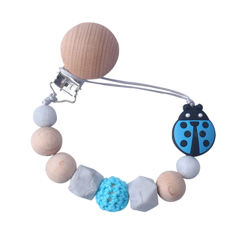 Silicone beads Baby Teethers Animal Pacifier Clips Chain Baby Pendant Teething Toys Chew Beads natural wood teether Nursing Toys (9)