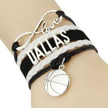 Бесконечная любовь Даллас браслет баскетбольная подвеска Кожа обертывание мужские браслеты и браслеты для женщин ювелирные изделия