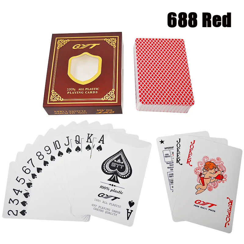 2 шт. GYT Пластик покер Карточные игры двусторонний скраб Casino карты мост 3.46x2.28 дюйм истиранию Водонепроницаемый - Цвет: 688 red