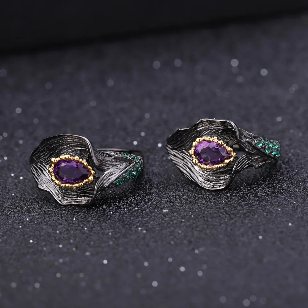 Серьги гвоздики женские из серебра 925 пробы с натуральным аметистом