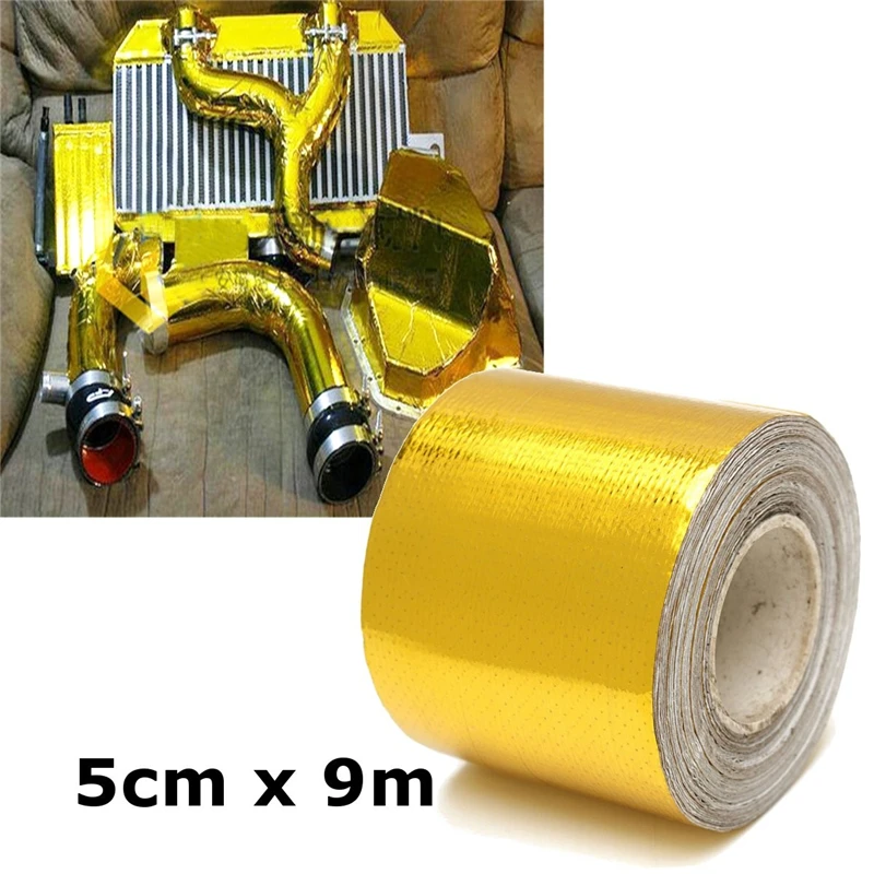 9mx5cm Adhesive Reflective Gold High Temperature Fiberglass Heat Shield