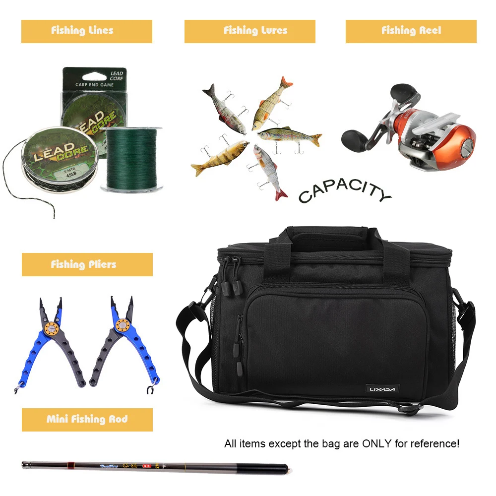Bolsa de Armazenamento Bolsa de Carretel de Pesca Isca de Pesca Equipamento de Pesca Sapatas de Lona de Cor ao ar Pacote de Cintura Bolsas de Ombro Homens Pesca Livre 37*25*25 cm 3 10 Esporte e Lazer
