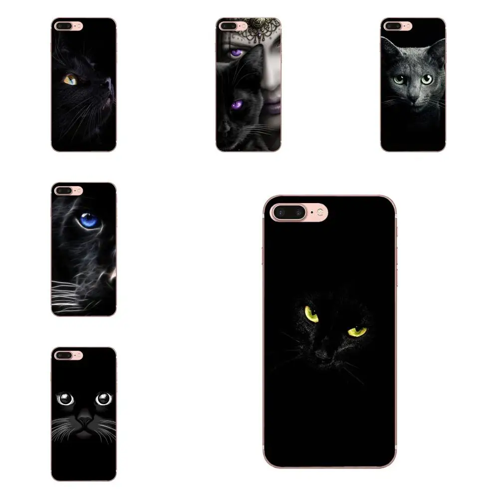 Мягкий чехол для телефона Sony Xperia Z Z1 Z2 Z3 Z4 Z5 compact Mini M2 M4 M5 T3 E3 E5 XA XA1 XZ Premium Black Cat Eyes |