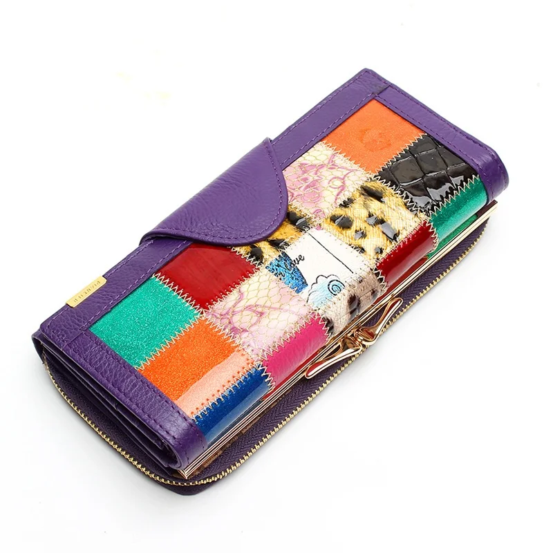 Модная сумка из искусственной кожи с застежкой-молнией и 3 сложениями, брендовый длинный кожаный кошелек с отделением для монет Z757 - Цвет: Purple