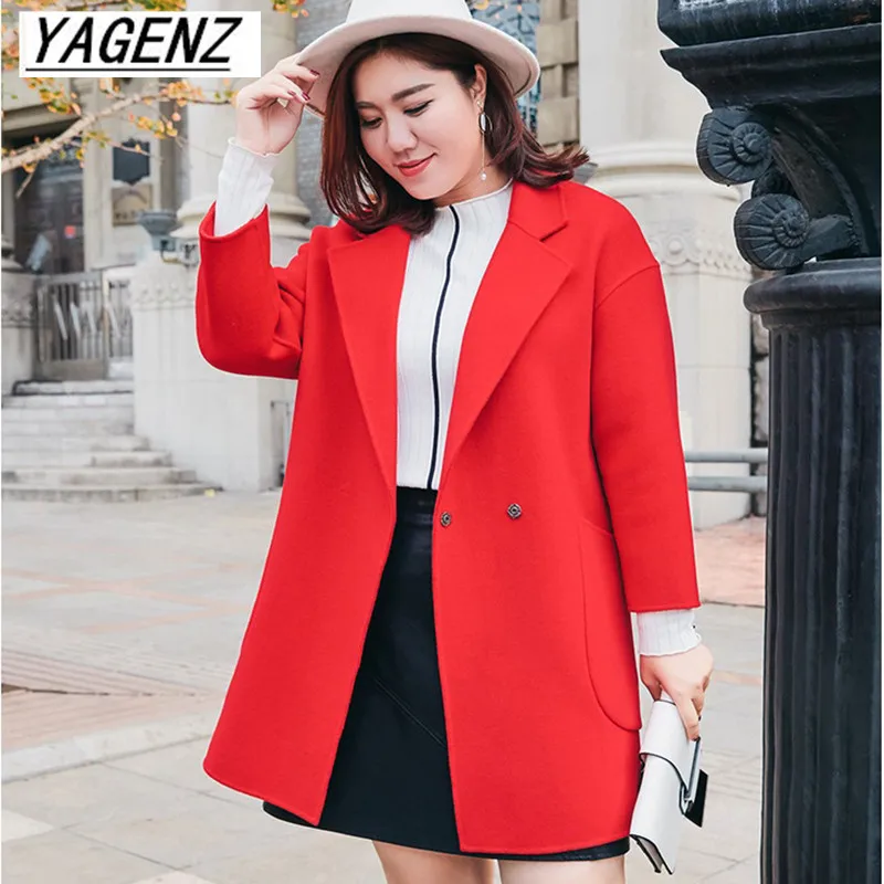 Haut red Qualité B138 Laine Blue De Hiver Taille Haute Longue Veste Chaud Femmes Pardessus Unie dark Couleur 6xl Double Velours Plus La Gamme 2018 Camel qRRp7SOwx