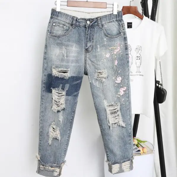 

Womens Jeans Denim Loose Slim Fitted Vintage Blue Harem Pants Plus Size Jeans Embroidered Jeans Pantalon Mujer 5XL DV215