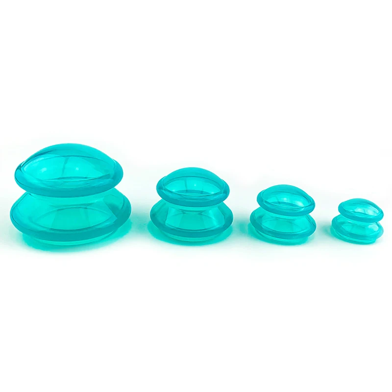 Силиконовые вакуумные банки вентозы массаж тела чашки вентоус анти целлюлит, снижение веса баночный аппарат синий/зеленый/красный/белый - Цвет: Green Set