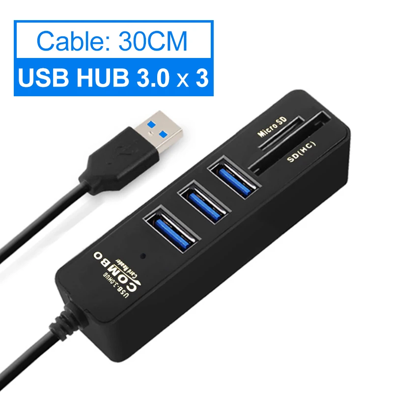 Мульти usb-хаб 3,0 USB разветвитель Mini USB 3,0 концентратор USB 3 порта концентратор Тип C SD кард-ридер высокоскоростной C Hab адаптер для ПК Аксессуары - Цвет: Black 3 Ports 3.0