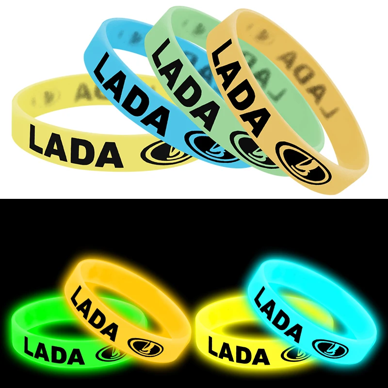 

1pcs Luminous Silicone car badge holographic bracelet sport wristband For Lada Niva Kalina Priora Granta Largus Car Accessories