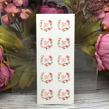 

100Pcs 2018 Hot Sale Thank you Small Freshness Flower Printing Sealing Label Kraft Sticker Baking DIY Round Gift Stickers