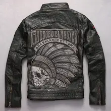 Мужская кожаная куртка индийская мотоциклетная вышивка