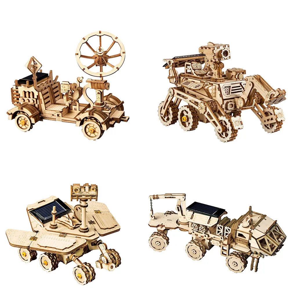 

ROKR DIY Space Hunting Solar Energy Toys 3D Wooden Puzzle Assembly Model Building Kit Toys For Children Kids Adult Drop Shipping
