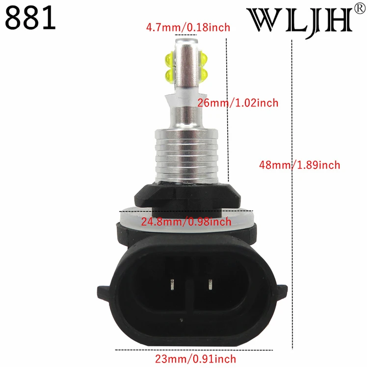 WLJH 2x супер яркий 6000 К ксенон белый 1000lm C'REE Led 881 H27 лампы авто дальнего света светильник Автомобильные светодиодные лампы для противотуманных фар DRL лампы 12 v-24 v