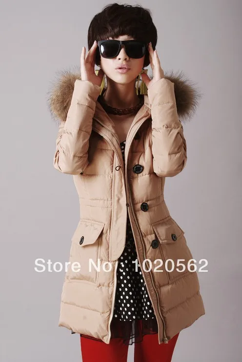 Women Fashion 2013 Winter Long Coat &amp Jacket Goose Down Warm Dress with Fur Collar 4 Colors Plus Size | Женская одежда