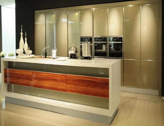 Handle free modern kitchen cabinets sale with built in oven-in Kitchen