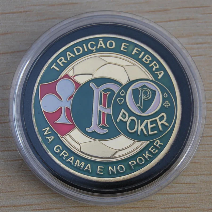 

Free Shipping 2pcs/lot,Casino Metal Chip Coin." TRADICAO E FIBRA NA GRAMA E NO POKER " Poker Chips Souvenir Coins