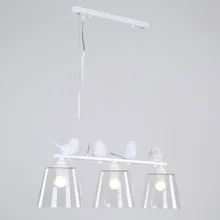 Country Style Lamp Modern Pendant Light Dining Room Kitchen Home Fixture Resin Bird Glass Lampshade White
