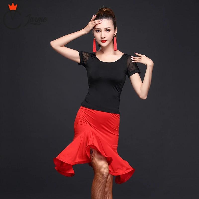 

Latin Dance Dress Girls Kids adult Modern Irregular skirt samba carnival costume compitition outfit 2 pieces top&skirt