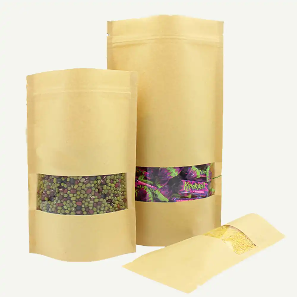 Download 5pcs Stand Up Kraft Paper Bag With Transparent Window Zip Lock Kraft Paper Pouch Zip Lock Sealable Pouch Food Candy Storage Gift Bags Wrapping Supplies Aliexpress Yellowimages Mockups