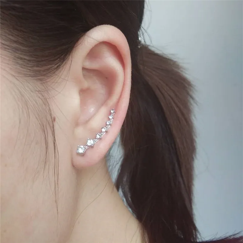 Новые серьги каффы с кристаллами золотые клипсы для альпинизма женские