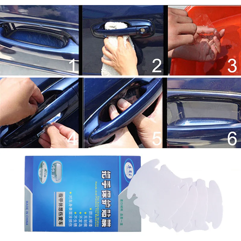 

4Pcs 3D Rhino Skin Door Wrist Protection Film Car Stickers Scratchproof Personality Car Accessories