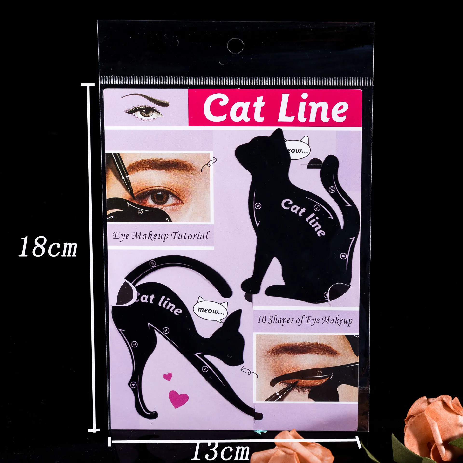 

1bag/2pcs Fashion Sexy Multifunction Cat Line Eye Makeup Tool Eyeliner Stencils Template Shaper Model Beginners Efficient Tools
