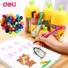 Deli 36 краски акварелью маленькие ссаживания портативный фломастеры граффити живопись цвет ручка моющаяся щетка студенческие принадлежности