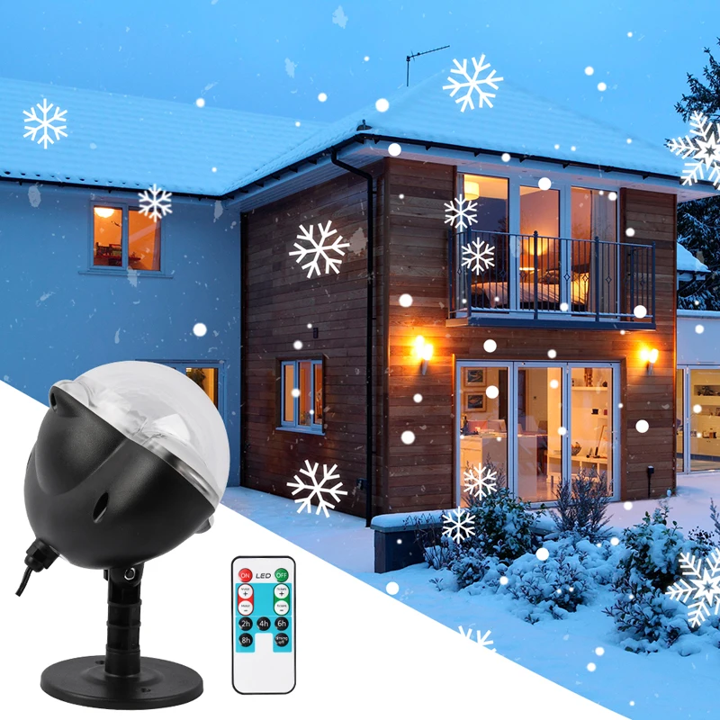Snowflake Lights Outdoor LED Projector Lamp Waterproof Moving Snowfall Light with Remote Control for ChristmasHoliday Party Decorative(1)