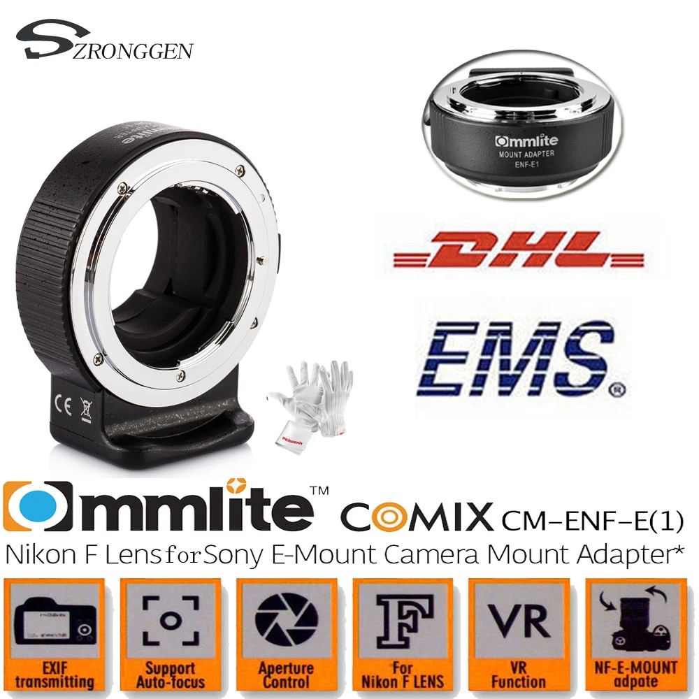 Адаптер для крепления объектива Commlite CM ENF E1 PRO Nikon F только Sony E Mount A7R2 A7II A6300 A6500 A7R Mark