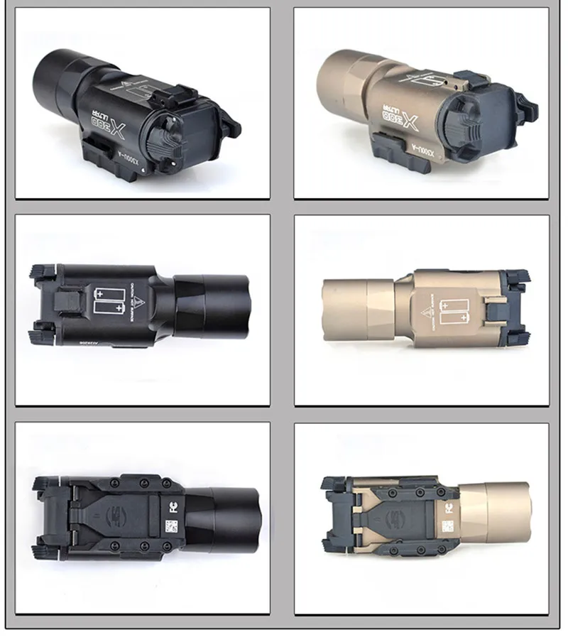 Lúmen com Trilho Elemento Airsoft Surefir Ultra Arma Lanterna Pistola Softair X300u Fashlight 370 Picatinny Preto X300 6 Luzes de armas