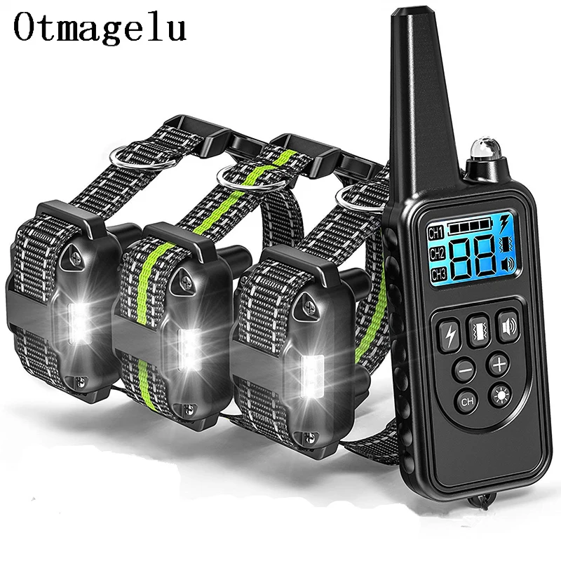 800m Electric Dog Training Collar with LCD Display Pet Remote Control Waterproof Rechargeable Collars for Shock Vibration Sound4