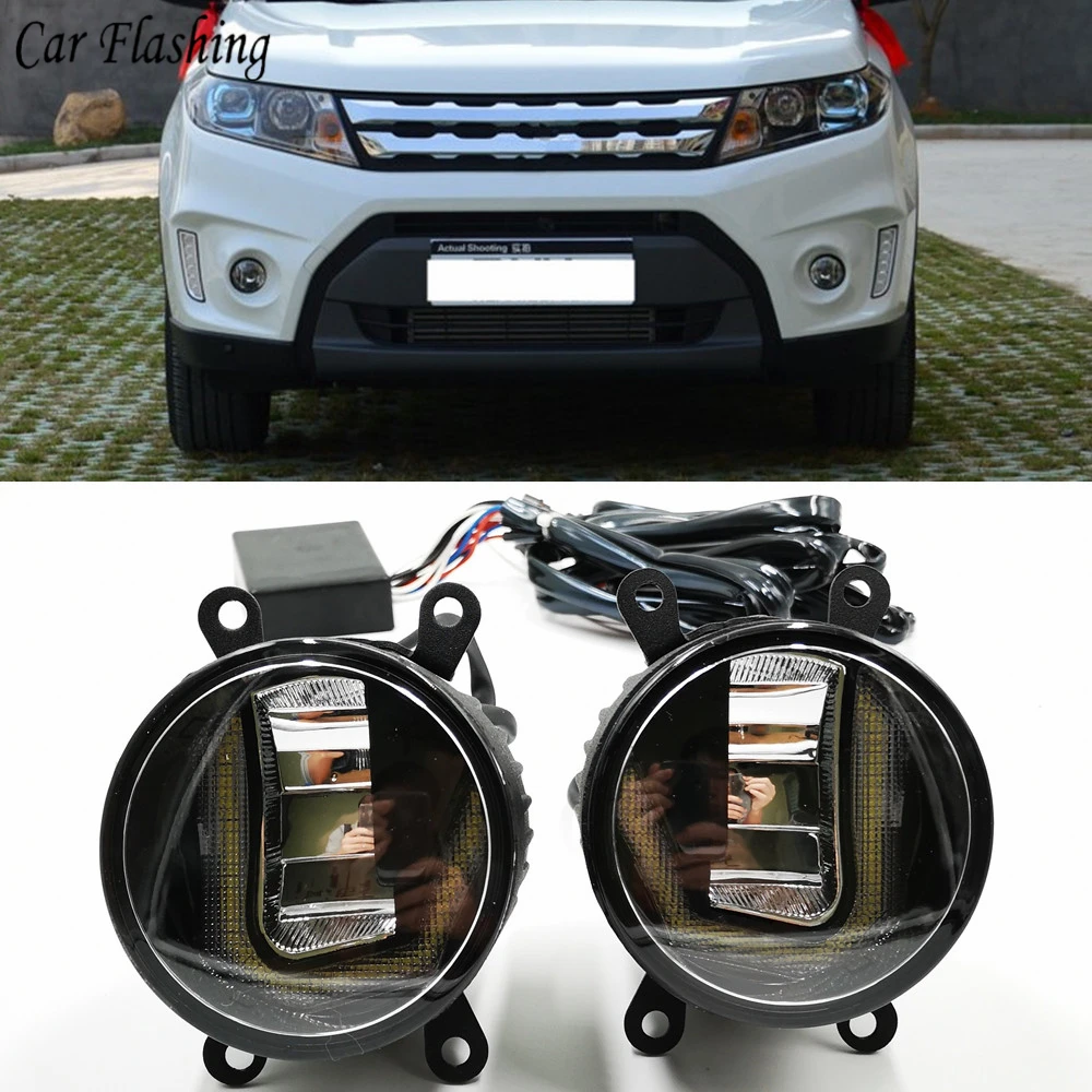 

3-IN-1 Functions Auto DRL Daytime Running Light Car Projector Fog Lamp turn signal light For Suzuki Vitara 2015 2016 2017 2018