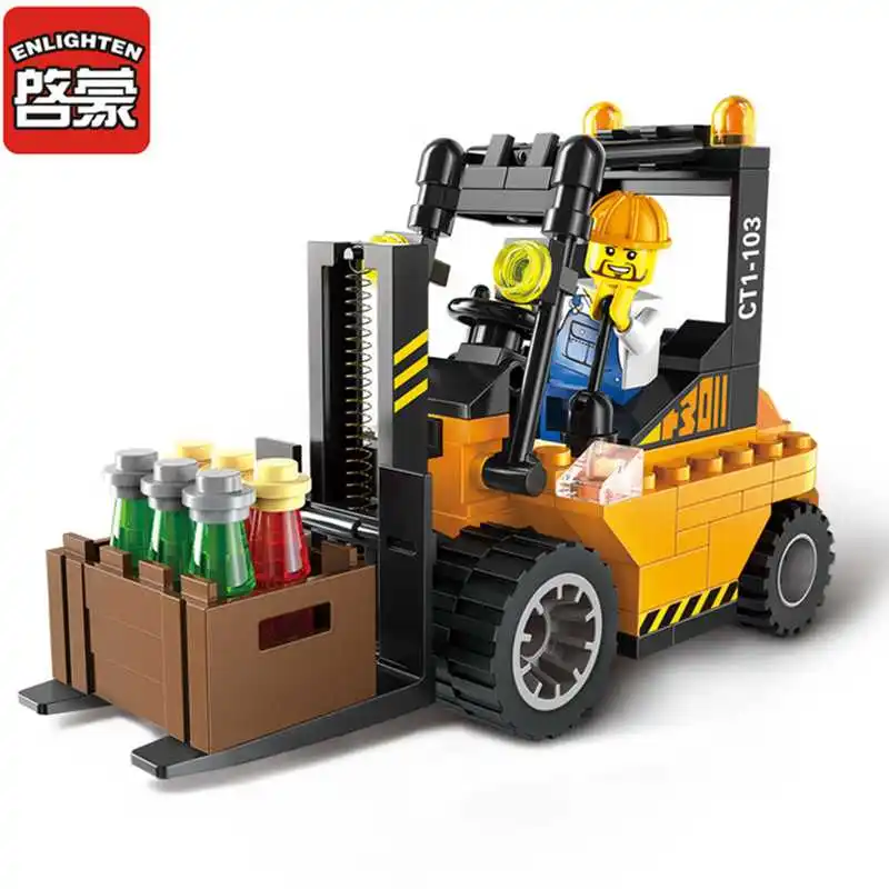 

Enlighten 1103 City Series Road Roller Forklift Truck Tractor Sweeper Truck Building Blocks Kids Toys for children