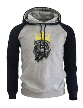 

Fashion Streetwear Hoodie 2019 Autumn Winter Fleece Sweatshirt For Men Print King Of Lion Punk Kpop Raglan Hoodies Brand Hoody