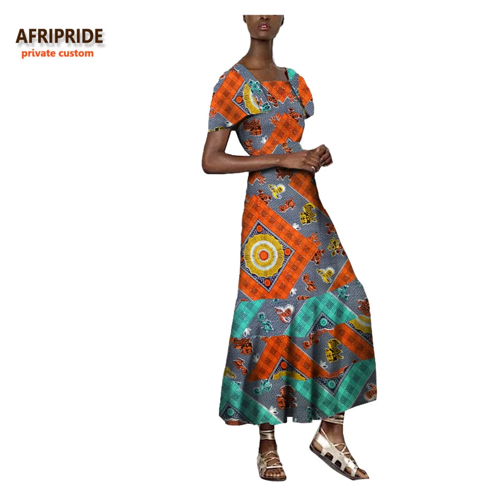 Осеннее длинное платье в африканском стиле для женщин AFRIPRIDE короткое приталенное повседневное Хлопковое платье до середины икры A7225112