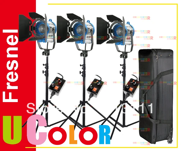 Nicefoto 3X650 W Студия Fresnel вольфрамовый диммер свет комплект с чехлом|fresnel light|tungsten rings