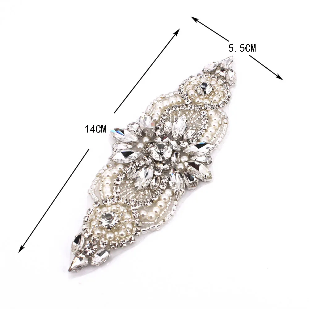 14X5.5cm Hot Fix Sewing Rhinestone Applique Elegant Handmade Fashion Clothes Shoes Sandal Hats Party Dress Bridal Sash Jewelry Jewelry Findings