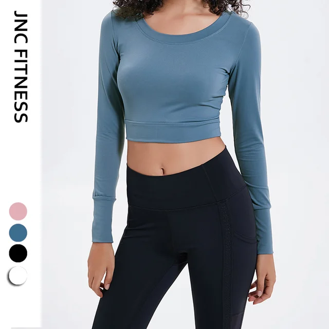 Buy Open back workout tops for women long sleeves