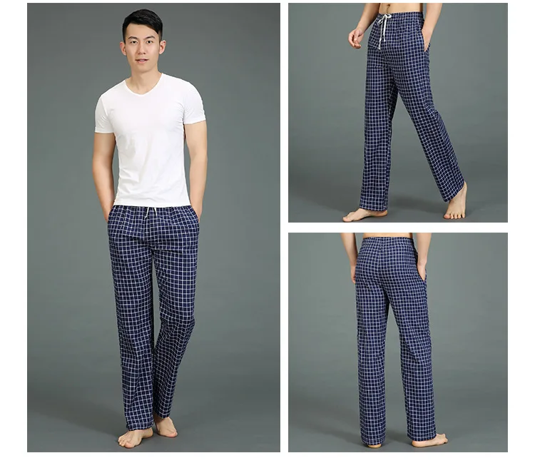 Весенне-осенние мужские брюки из хлопка для сна, мужские брюки больших размеров, мужские повседневные клетчатая Пижама, брюки XXL 100KGS
