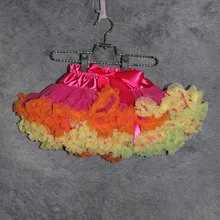 Юбка-американка для девочек, ярко-розовая Радужная юбка-пачка, детская Пышная юбка-американка, Лоскутная детская юбка для танцев