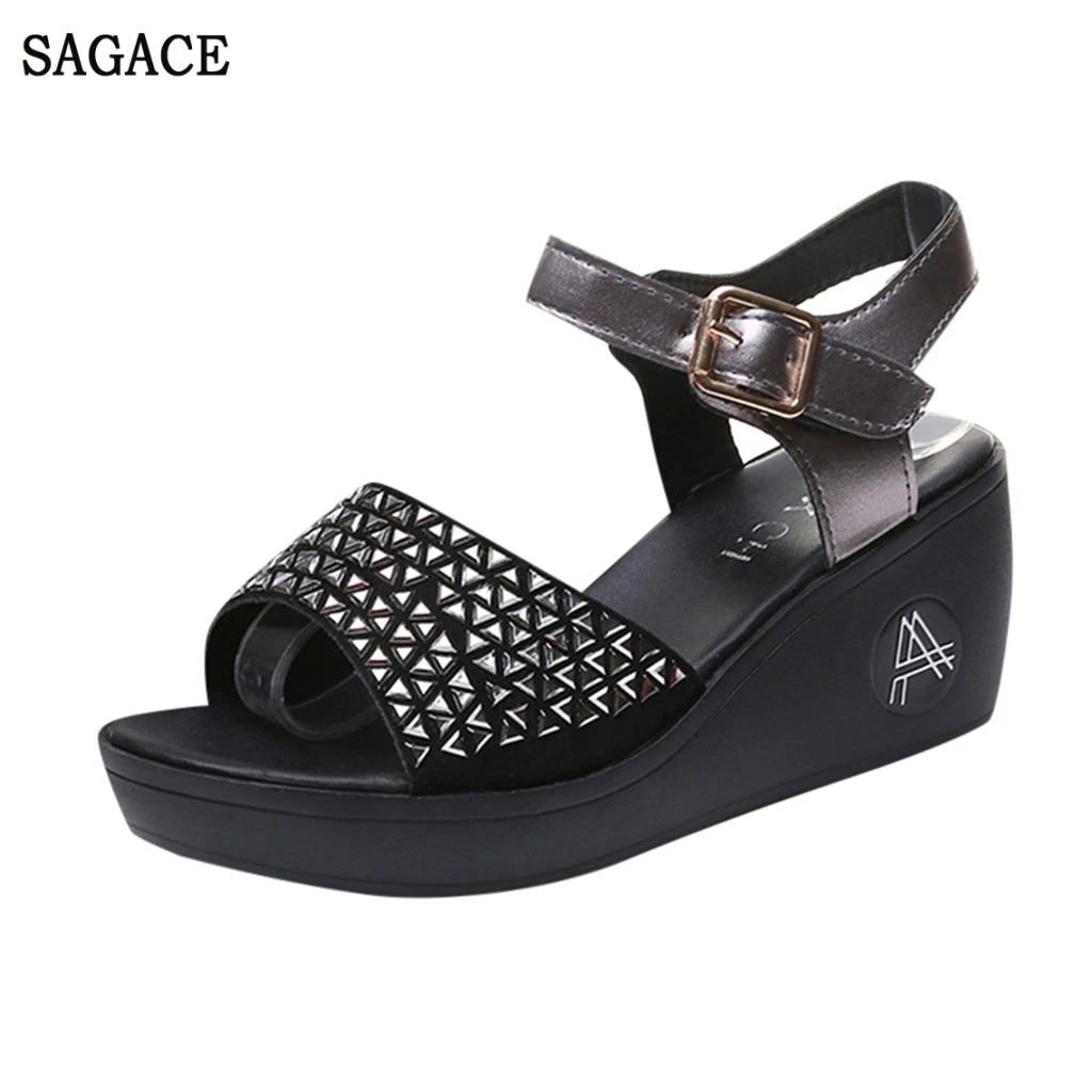 

SAGACE Women' Wedges Sandals Ankle Belt Buckle Fish Mouth Shoes Thick Bottomed Sexy High Quality Outsid Ladies Shoes Sandals