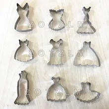 9 шт./лот, различные формы для женского платья, формочки для печенья из нержавеющей стали, формочки для печенья, формочки для фруктового торта, инструменты для выпечки JSM048