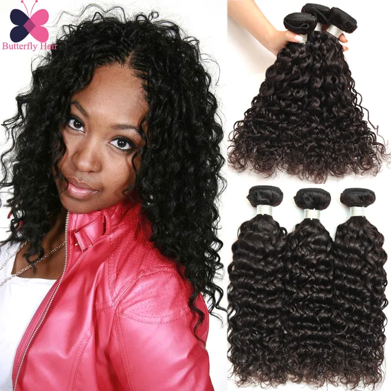 Water Wave Virgin Hair Mink Brazillian Human Hair Extensions Uk