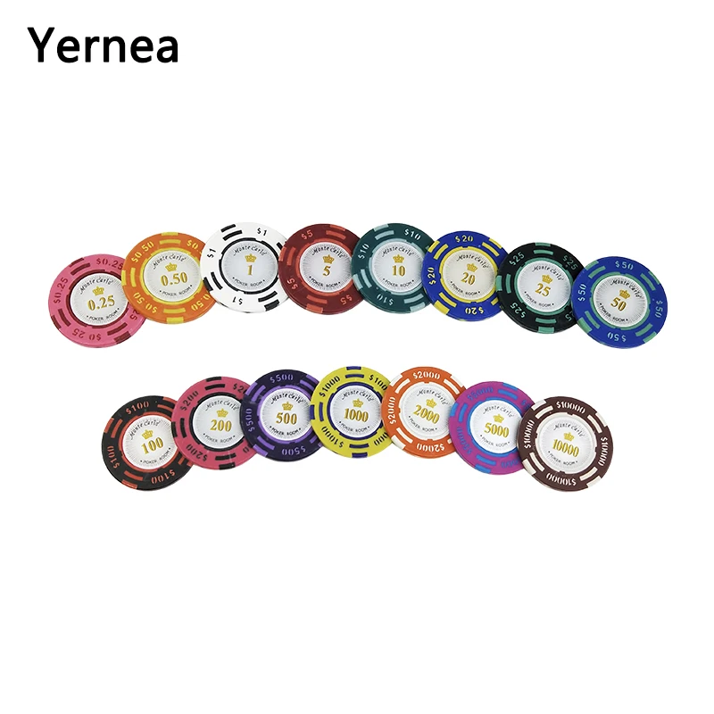

1PCS Poker Chips 14g US Dollar Sticky Clay Coin Baccarat Playing Card Texas Hold'em Poker Chips Game Set Color Crown Yernea