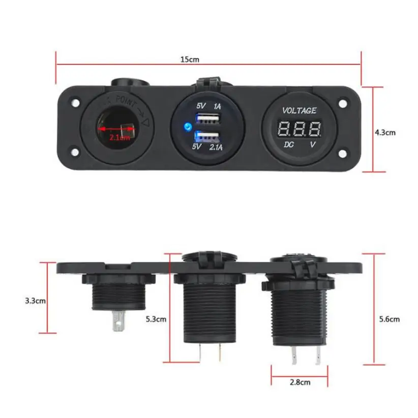 Прикуривателя Водонепроницаемый 3 in1 Автомобильный тройной USB Зарядное устройство Порты и разъёмы вольтметр 12 V дропшиппинг jul31