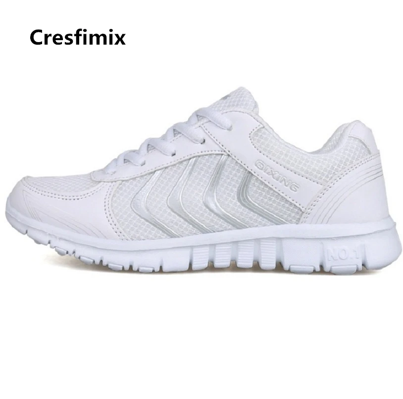 Crefimix – baskets blanches confortables à lacets pour femmes, baskets à la mode pour printemps et automne, cool shoes, c2693d